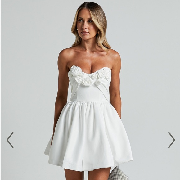 Showpo. Dresses & Skirts - NWT Angeletta Mini Dress - Sweetheart Rosette Detail Fit & Flare in White🤍